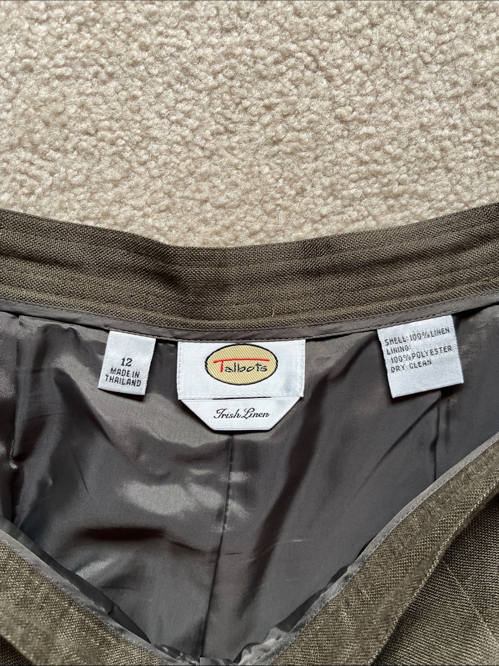 Talbots Woman’s Olive Irish Linen lined Pants - Picture 2 of 7